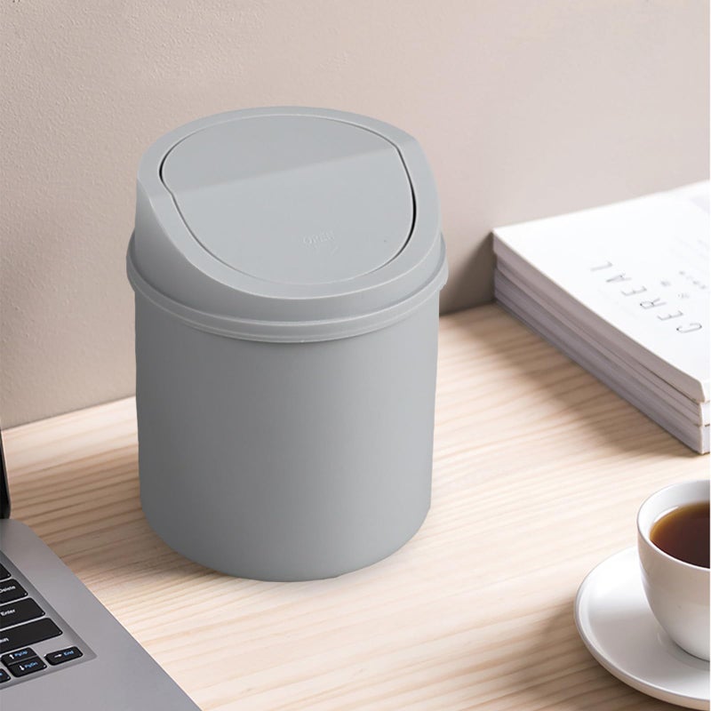 Eagrye 0.5 Gallon Mini Desktop Trash Can with Swing Lid, Swing-top Tiny Garbage Can, Gray - Image 5